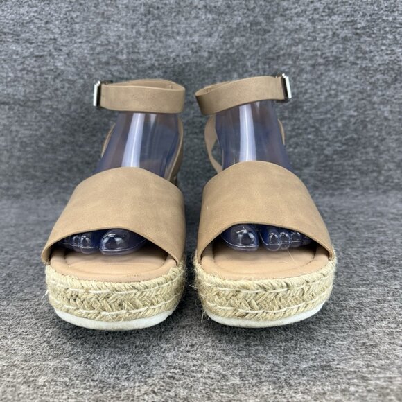 ✅Espadrille Platform Sandals Women’s 9M Miranda Ankle Strap Open Toe Buckle Tan - Picture 5 of 10